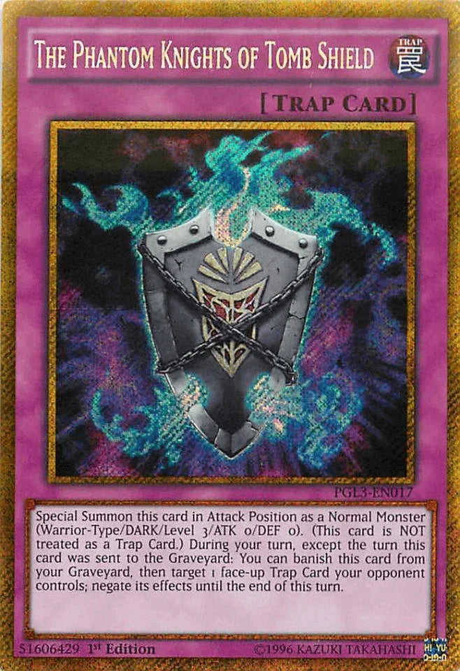 The Phantom Knights of Tomb Shield [PGL3-EN017] Gold Secret Rare